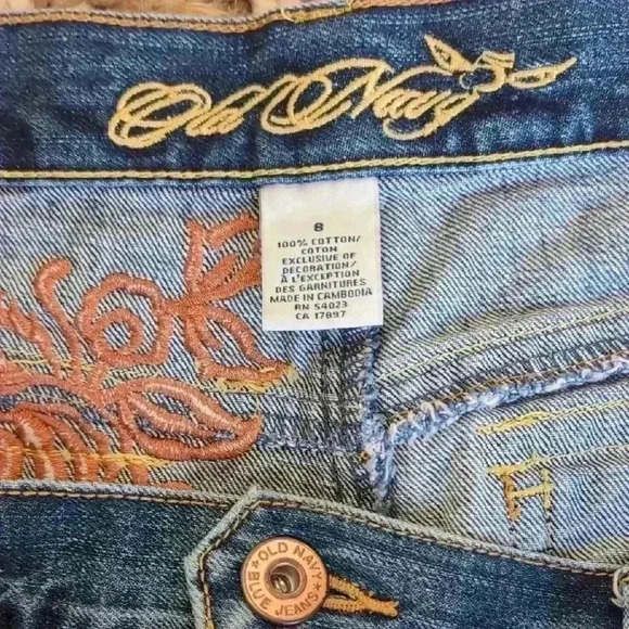 Old Navy Cotton Denim Embroidered Blue Skirt - Picture 2 of 8